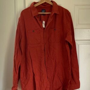 GAP Men's Rust Orange Button-Up flannel Shirt